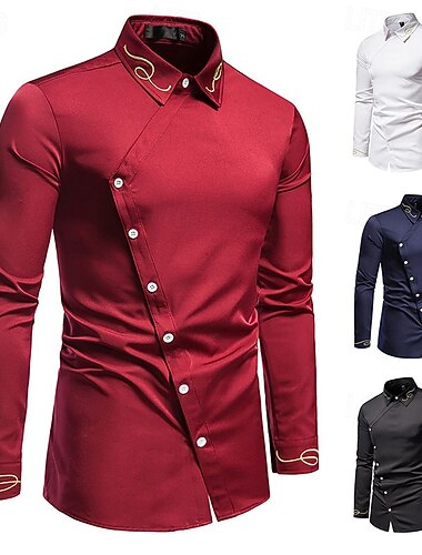 Herren Hemd Freizeithemd Knopfhemd Designerhemd Besticktes Hemd Schwarz Weiß Rote Marineblau Langarm Einfach Kragen Urlaub Lässig Bestickt Bekleidung Polyester Mode Modern Lässig   Herren Hemd Freizeithemd Knopfhemd Designerhemd Besticktes Hemd Schwarz Weiß Rote Marineblau Langarm Einfach Kragen Urlaub Lässig Bestickt Bekleidung Polyester Mode Modern Lässig