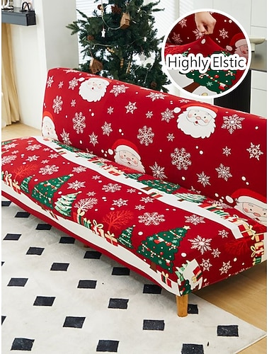  Capa de sofá-cama de Natal 1 peça – moderna &capa de poliéster luxuosa, protetor decorativo antiderrapante à prova de poeira para todas as estações, adequado para quarto, sala de estar, escritório &
