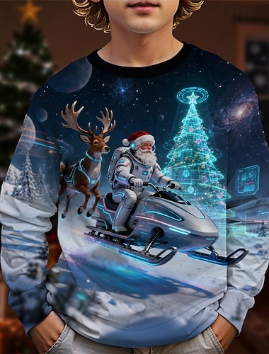 Новогодняя тематика Мальчики 3D Графика Дед Мороз Каждый Футболка Длинный рукав Весна Осень Мода Классический Дети 4-12 лет Вырез под горло на открытом воздухе Повседневные Стандартный   Новогодняя тематика Мальчики 3D Графика Дед Мороз Каждый Футболка Длинный рукав Весна Осень Мода Классический Дети 4-12 лет Вырез под горло на открытом воздухе Повседневные Стандартный