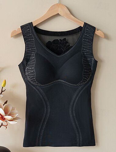  Mulheres Colete de camada de base Roupa Interior Térmica Decote em V Macio Quente Sem Manga Esportes Côr Sólida Blusas Para Academia Corrida Ginástica Roupas Esportivas