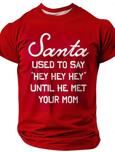  Noël Homme Père Noël T-shirt Manche Courte T-shirt Impression 3D Col ras du cou Chemise Quotidien Designer Artistique Vacances Soirée Rue Bleu Noir Rouge Toutes saisons Vêtement Tenue S M L XL XXL