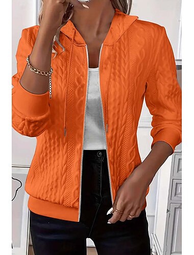  Dámské Košile Pevná barva Grafika Elegantní Vinobraní Roztomilý Dlouhý rukáv Kapuce Běžné topy Práce Denní Dovolená Zip Bílá Světlá růžová Vodní modrá Oranžová Jaro Podzim Zima Jaro. Podzim. Zima