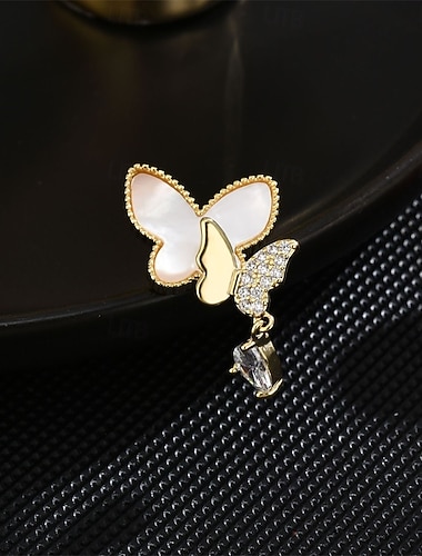  Broche Clásico Mariposa Elegante Estilo lindo Personalizado Sencillo Broche Joyas Blanco Para Boda Fiesta Regalo Pedida Fiesta de baile Festival