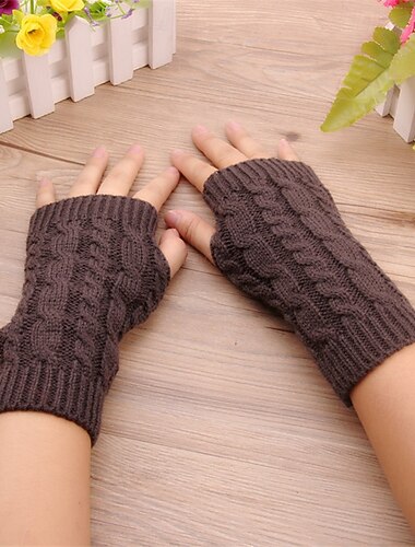 Γυναικεία 1 ζευγάρι Χωρίς Δάχτυλα / Χειμωνιάτικα Γάντια / Πλεκτά γάντια Κομψό στυλ street / Υπαίθριο Γάντια - Μονόχρωμο