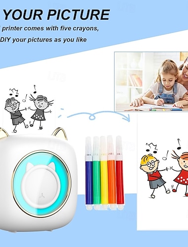  2025 nova c23 sete cores atmosfera respiração lâmpada de mesa mini portátil sem fio correção de erros impressora térmica fotográfica carregamento USB impressão de fotos e etiquetas incluindo cabo USB