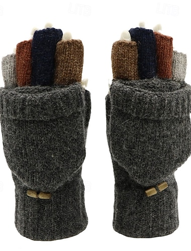  Per uomo 1 Paio Mezze dita Invernali Guanti lavorati a maglia Moda Moderno Guanti Calore Termico Lavoro a maglia Blocco di colori Autunno Nero Verde Grigio chiaro Grigio scuro