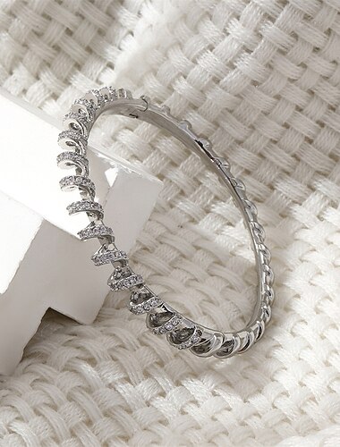  زركون كلاسيكي ميني أنيق مخصص بسيط شائع كروم مجوهرات سوار فضي / ذهبي من أجل زفاف مناسب للحفلات خطوبة حفلة تخرج / حفلة موسيقية / حفلة رقص