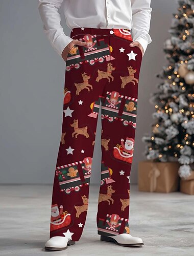 Christmas Miesten Joulupukki Poro Reki Housut Puvunhousut Pukuhousut Keskivyötärö Vapaa-aika ulko- Pyhäpäivä Rennot, litteät housut sivutaskuilla Syksy Talvi 3D-tulostus Viini Beesi   Christmas Miesten Joulupukki Poro Reki Housut Puvunhousut Pukuhousut Keskivyötärö Vapaa-aika ulko- Pyhäpäivä Rennot, litteät housut sivutaskuilla Syksy Talvi 3D-tulostus Viini Beesi