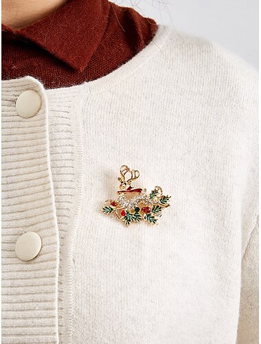  Damebrosje med god jul og emalje i sukkerstang &Julestjernedesign, festlig julemerketilbehør til vinterantrekk, fester &gaver