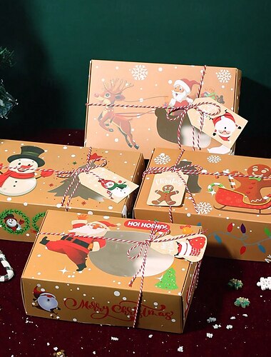  24-pack kerstkoekdozen om cadeau te geven, vakantiebakkerij cupcakedozen met venster, kerstavond gebakdozen met linten en labels voor kerstfeestbenodigdheden koekjescontainers traktatievormen