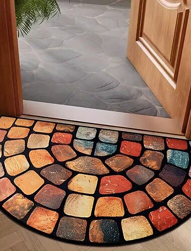  Paillasson en velours belge imprimé tapis d'entrée motif pierres de galets en 3D doux antidérapant tapis de sol lavable tapis intérieur extérieur pour la cuisine la chambre la salle de bain