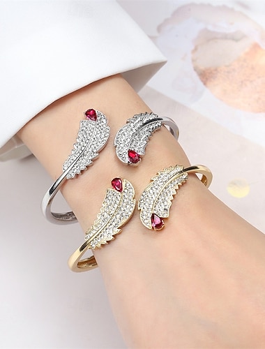  Zirkon Nicht übereinstimmend Blattform Personalisierte Trendy Chrom Armband Schmuck Silber / Gold / Golden 2 Für Hochzeit Party Verlobung Abschlussball