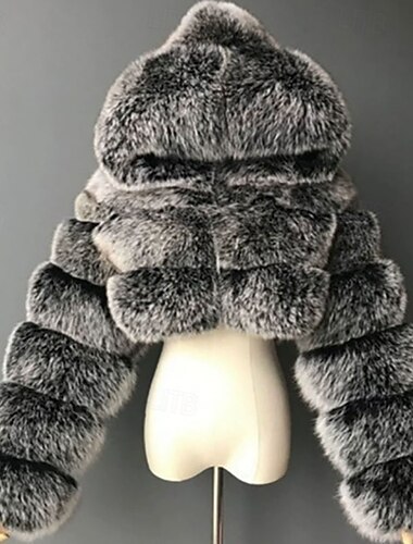  Γυναικεία Χειμερινό παλτό Παλτό Faux Fur Διατηρείτε Ζεστό Άνετο Κουρελού Κοντοκομμένο Γούνες & Δέρματα Μοντέρνα Καθημερινό Σκέτο Διακοπές Δρόμος Causal Καθημερινά Ρούχα Κοντό Με Κουκούλα Κανονικό