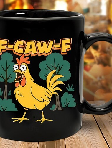  f-kaw-f zabawny kubek z kurczakiem zabawny kubek z kogutem na kawę żart świąteczny prezent dla przyjaciół &rodzinny ceramiczny kubek do herbaty, do biura, kuchni, na urodziny, na Boże Narodzenie lub