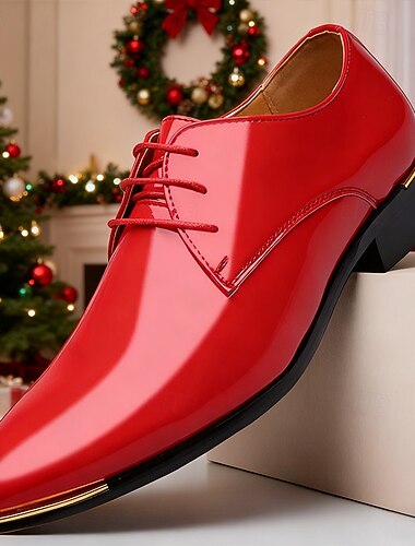  Felrode imitatieleren Oxford-schoenen voor heren – klassieke en comfortabele schoenen voor het kerstdiner en feestdagen