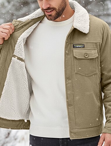  رجالي جاكيت مضلع سترة الصوف سترة البضائع سترة عمل روتيني رسمي المنزل جاكيت ضد الرياح مضاعف جيب طوق من الصوف الخريف الشتاء لون الصلبة نشيط عتيق قبة عادية أسود أخضر كاكي جاكتس