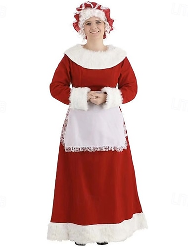  Weihnachtsmann FrauClaus Ausgefallenes Weihnachtskleid Santa Anzüge Cosplay Kostüme Damen Weihnachten Weihnachtskostüm Erwachsene Weihnachten Neujahr Party Kleid Hut