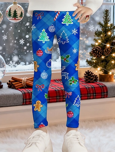 Девочки 3D Графика В клетку Новогодняя ёлка Брюки Леггинсы Весна Осень Симпатичные Стиль Классический Дети 4-12 лет на открытом воздухе Повседневные Стандартный   Девочки 3D Графика В клетку Новогодняя ёлка Брюки Леггинсы Весна Осень Симпатичные Стиль Классический Дети 4-12 лет на открытом воздухе Повседневные Стандартный