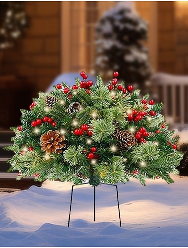  Juletreforbelyste dekorasjoner utendørs 24" med lys forbelyste blomsterkasser med fjernkontroll juletrefyll for veranda hage juledekor