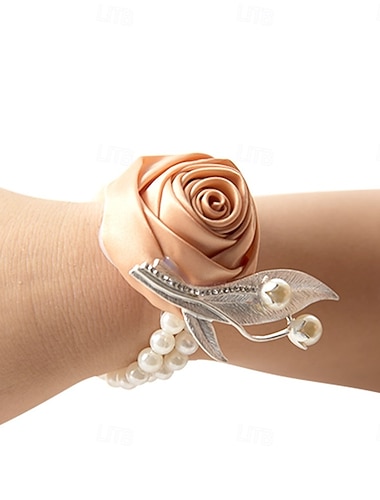 Fiori da polso da sposa Braccialetto floreale Matrimonio / Evento / Festa Raso / Metallo Floreale   Fiori da polso da sposa Braccialetto floreale Matrimonio / Evento / Festa Raso / Metallo Floreale