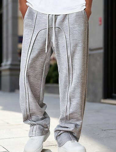  Herren Baggy-Jogginghose Jogginghose Hose Gerade geschnittene Sweatpants Kordelzug Tasche Elastischer Bund Einfach Komfort Sport im Freien Täglich Mode Lässig Schwarz Grau Mikroelastisch