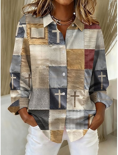 نسائي قميص الرسم منقوش أنيق عتيق استوائي كم طويل قبعة القميص قمصان عادية عمل مناسب للبس اليومي مناسب للعطلات وردي بلاشيهغ أزرق برتقالي البيج الخريف الشتاء   نسائي قميص الرسم منقوش أنيق عتيق استوائي كم طويل قبعة القميص قمصان عادية عمل مناسب للبس اليومي مناسب للعطلات وردي بلاشيهغ أزرق برتقالي البيج الخريف الشتاء