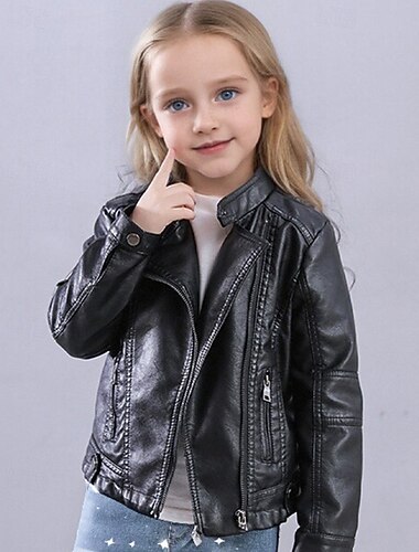 Παιδιά Κοριτσίστικα Μαύρο δερμάτινο μπουφάν Jachetă Συμπαγές Χρώμα Μοντέρνα Φερμουάρ Τσέπη ΕΞΩΤΕΡΙΚΟΥ ΧΩΡΟΥ Παλτό Εξωτερικά ενδύματα 4-12 χρόνια Φθινόπωρο Μαύρο   Παιδιά Κοριτσίστικα Μαύρο δερμάτινο μπουφάν Jachetă Συμπαγές Χρώμα Μοντέρνα Φερμουάρ Τσέπη ΕΞΩΤΕΡΙΚΟΥ ΧΩΡΟΥ Παλτό Εξωτερικά ενδύματα 4-12 χρόνια Φθινόπωρο Μαύρο