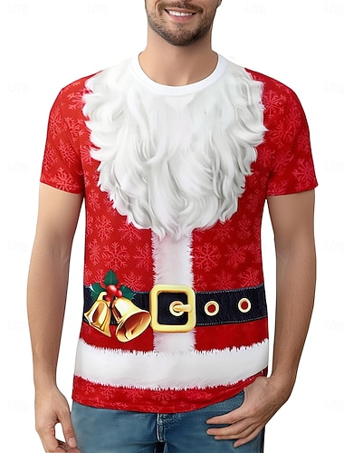  Święta Koszulka Koszulkowy Koszulka Święty Mikołaj Graficzny Zabawne Zabawny na Męskie Dla dorosłych Druk 3D  Do Święta Karnawał Nowy Rok Impreza