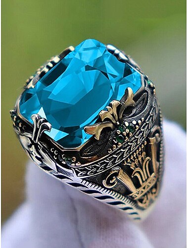  Herenring met edelsteen van legering, vintage gotische statement sieraden met grote steen, modeaccessoire in meerdere kleuren, uniek kerstcadeau voor feestjes en dagelijks gebruik