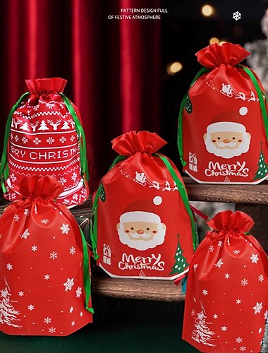  10 stücke urlaub kordelzug geschenk taschen weihnachten geschenk verpackung säcke beutel für weihnachten präsentiert party favor