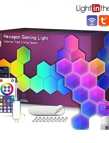  LED Smart Light Smarte Sekskant Lys DIY Sekskant Gaming LED Lys med App Fjernkontroll Musikk Synk RGBIC Vegglampe Paneler Gaming Rom Soverom Stue Dekorasjon