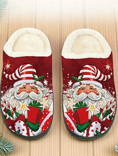 נעלי בית סנטה קלאוס לחג המולד לנשים - נעלי בית נוחות ונעימות עם בטנה קטיפתית והדפס סנטה קלאוס מהנה, רכות וחמות, מושלמות להרפיה בחג, בוקר חג המולד ולילות חורף נעימים   נעלי בית סנטה קלאוס לחג המולד לנשים - נעלי בית נוחות ונעימות עם בטנה קטיפתית והדפס סנטה קלאוס מהנה, רכות וחמות, מושלמות להרפיה בחג, בוקר חג המולד ולילות חורף נעימים