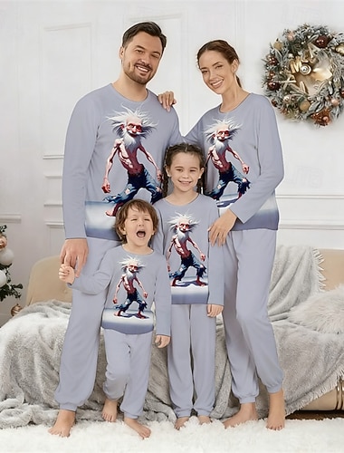 familj Jul Jul familjepyjamas Pyjamas Familjeset Grafisk Tecknat Hem Mönster Grå Långärmad Dagligen Matchande kläder   familj Jul Jul familjepyjamas Pyjamas Familjeset Grafisk Tecknat Hem Mönster Grå Långärmad Dagligen Matchande kläder