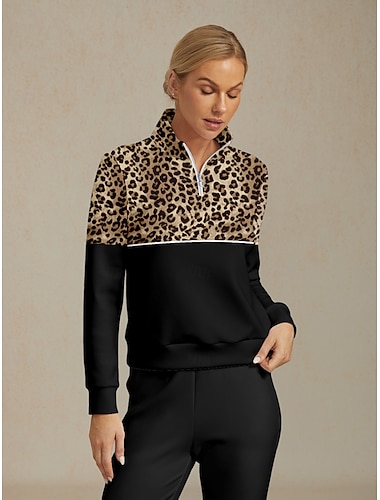  Dame Genser for genser Brun Langermet Topper Dame golfantrekk Klær Antrekk Bruk klær