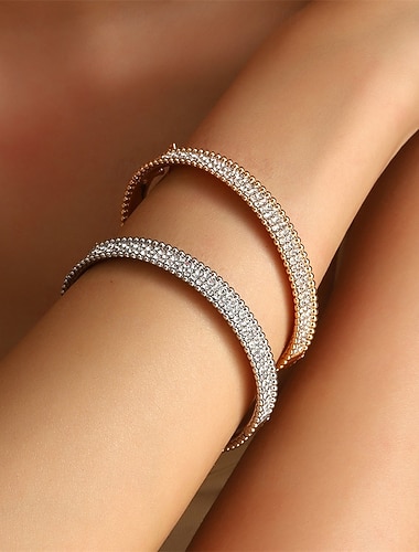  Bracelet Le style rétro Classique Zircon Forme de Lettres Mode Personnalisé Simple Tendance Bracelet Bijoux Argent Dorée Rond pour Mariage Soirée Fiançailles Bal de promo