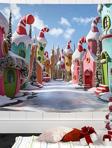  juleteppe veggtepper julenissen juletre moderne stue hjemmedekor