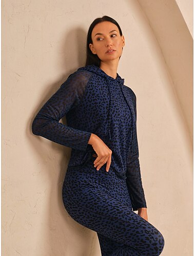  Mulheres Moletom Azul Marinho Manga Longa Blusas Roupas femininas de golfe, roupas, roupas, roupas