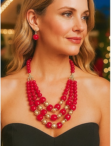  Dames Uniseks Ketting Oorbel Geel Rood blauw Legering Kerstmis Elegant Vintage Rond