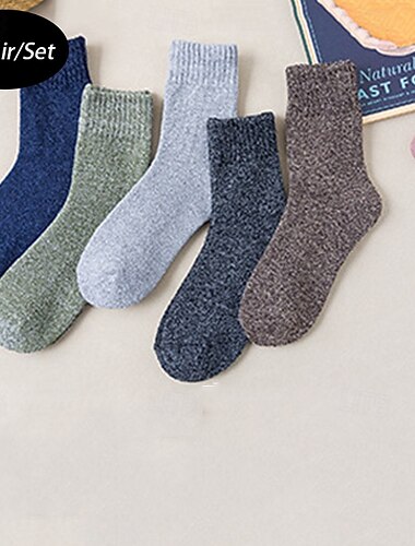  Herr 5 par Multipack Socka Löparstrumpor Vardagliga strumpor Svart Marinblå Färg Slät Semester Sport & Utomhus Dagligen Grundläggande Varm Höst Vinter Mode Ledigt