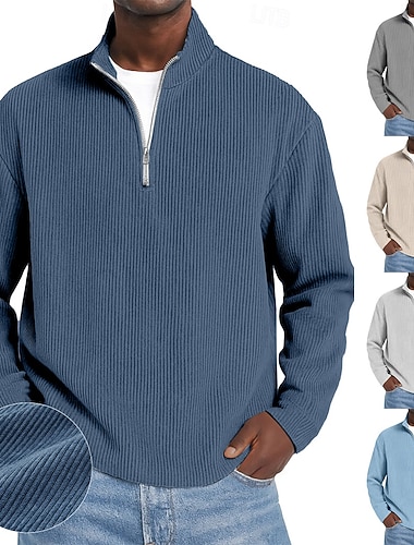 Herre Kordfløyel skjorte Kvart zip-polo utendørs Avslappet Quarter Zip Langermet Mote Moderne Helfarge Kordfløyel Høst Vår & Vinter Høst vinter Normal Mørkerød Svart Hvit Navyblå Blå Grønn Kordfløyel   Herre Kordfløyel skjorte Kvart zip-polo utendørs Avslappet Quarter Zip Langermet Mote Moderne Helfarge Kordfløyel Høst Vår & Vinter Høst vinter Normal Mørkerød Svart Hvit Navyblå Blå Grønn Kordfløyel