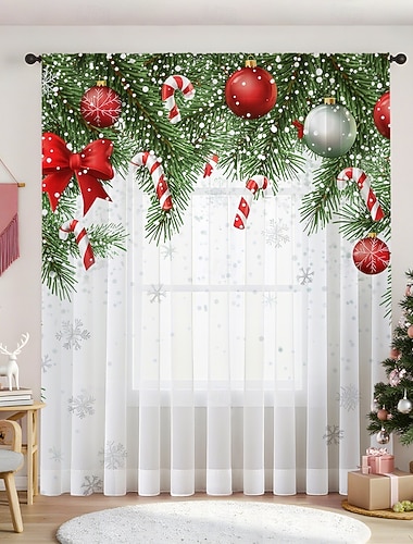  Zasłony świąteczne z serii 2025, drukowane cyfrowo 3D, zasłony do salonu, sypialni, okna, dekoracja świąteczna, wystrój domu, elegancki, świąteczny styl