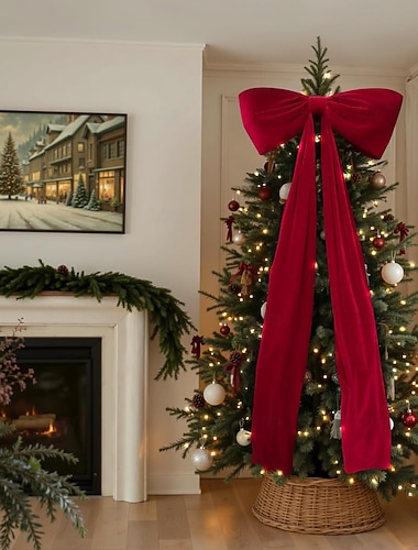 أقواس كبيرة بطول 6 أقدام لشجرة عيد الميلاد، فيونكة مخملية حمراء وبيضاء كبيرة لتزيين شجرة الكريسماس، نافذة، جدار، مدفأة - ديكور داخلي للمنزل، غرفة، حفلة، عيد الحب، عيد الميلاد   أقواس كبيرة بطول 6 أقدام لشجرة عيد الميلاد، فيونكة مخملية حمراء وبيضاء كبيرة لتزيين شجرة الكريسماس، نافذة، جدار، مدفأة - ديكور داخلي للمنزل، غرفة، حفلة، عيد الحب، عيد الميلاد