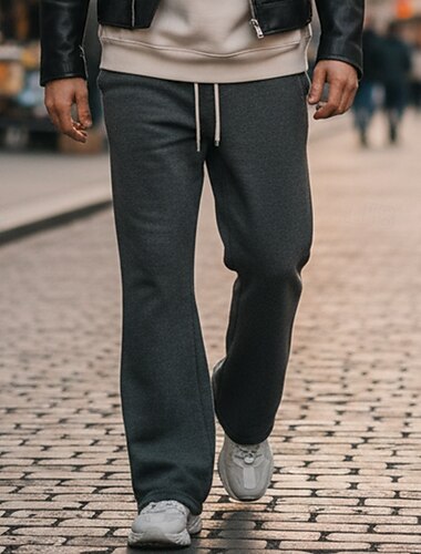 Herren Jogginghose Hose Schlaghose Ausgestellte Jogginghose Kordelzug Elastischer Bund Einfach Feuchtigkeitsableitend Atmungsaktiv Volle Länge Sport im Freien Lässig Täglich Mode Streetwear Schwarz   Herren Jogginghose Hose Schlaghose Ausgestellte Jogginghose Kordelzug Elastischer Bund Einfach Feuchtigkeitsableitend Atmungsaktiv Volle Länge Sport im Freien Lässig Täglich Mode Streetwear Schwarz