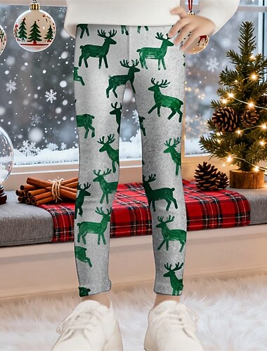 Новогодняя тематика Девочки 3D Каждый Брюки Леггинсы Весна Осень Симпатичные Стиль Классический Дети 4-12 лет на открытом воздухе Повседневные Стандартный   Новогодняя тематика Девочки 3D Каждый Брюки Леггинсы Весна Осень Симпатичные Стиль Классический Дети 4-12 лет на открытом воздухе Повседневные Стандартный