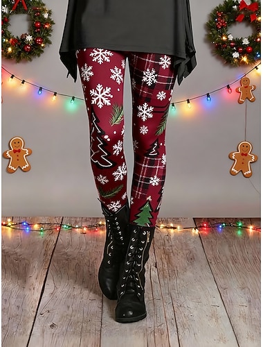  Dámské Legíny Pohodlné legíny prázdniny Na běžné nošení Plná délka Vysoký pasPantsVánoce Sněhová vločka Potisk Pohodlné Elastické Dovolená Ležérní Denní Tmavě fialová Fialová Námořnická modř Jaro