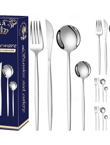  24 darabos rozsdamentes acél karácsonyi evőeszközkészlet kés villa kanál étkészlet nyugati vacsoraeszközök ünnepi ajándékdoboz-készlet karácsonyi partira
