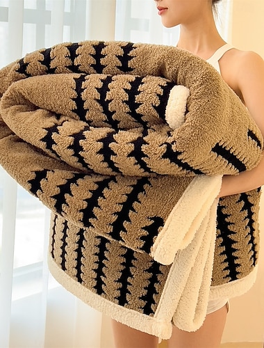  Couverture chaude et multifonctionnelle en flanelle, épaisse et double couche, en taffetas polaire sherpa cationique, idéale pour l'hiver, le canapé, le lit ou le bureau. Jeté douillet.