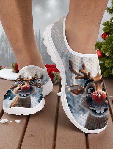 Pánské vánoční tenisky s motivem soba – roztomilý kreslený design, pohodlný střih, ideální pro sváteční zábavu i běžné nošení   Pánské vánoční tenisky s motivem soba – roztomilý kreslený design, pohodlný střih, ideální pro sváteční zábavu i běžné nošení