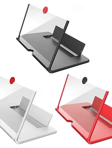  10/12-calowa zakrzywiona lupa 3D HD do ekranu telefonu ze składaną podstawką - przenośny, wielofunkcyjny obiektyw do filmów i gier &połączenia wideo, kompatybilne ze wszystkimi smartfonami