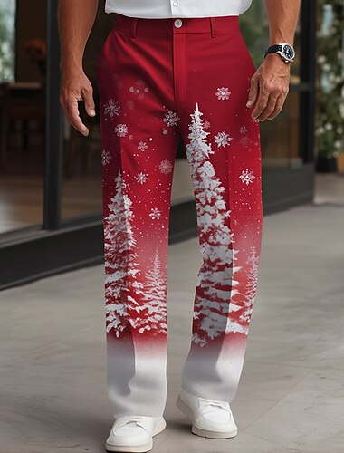  Karácsony Férfi Karácsonyfa Hópehely Színátmenet színe Nadrág Kosztüm Öltöny nadrág Közepes csípő Alkalmi Parti Szabadság Laza szabású, lapos elejű ruhanadrág oldalsó zsebekkel Ősz Tél 3D nyomtatás